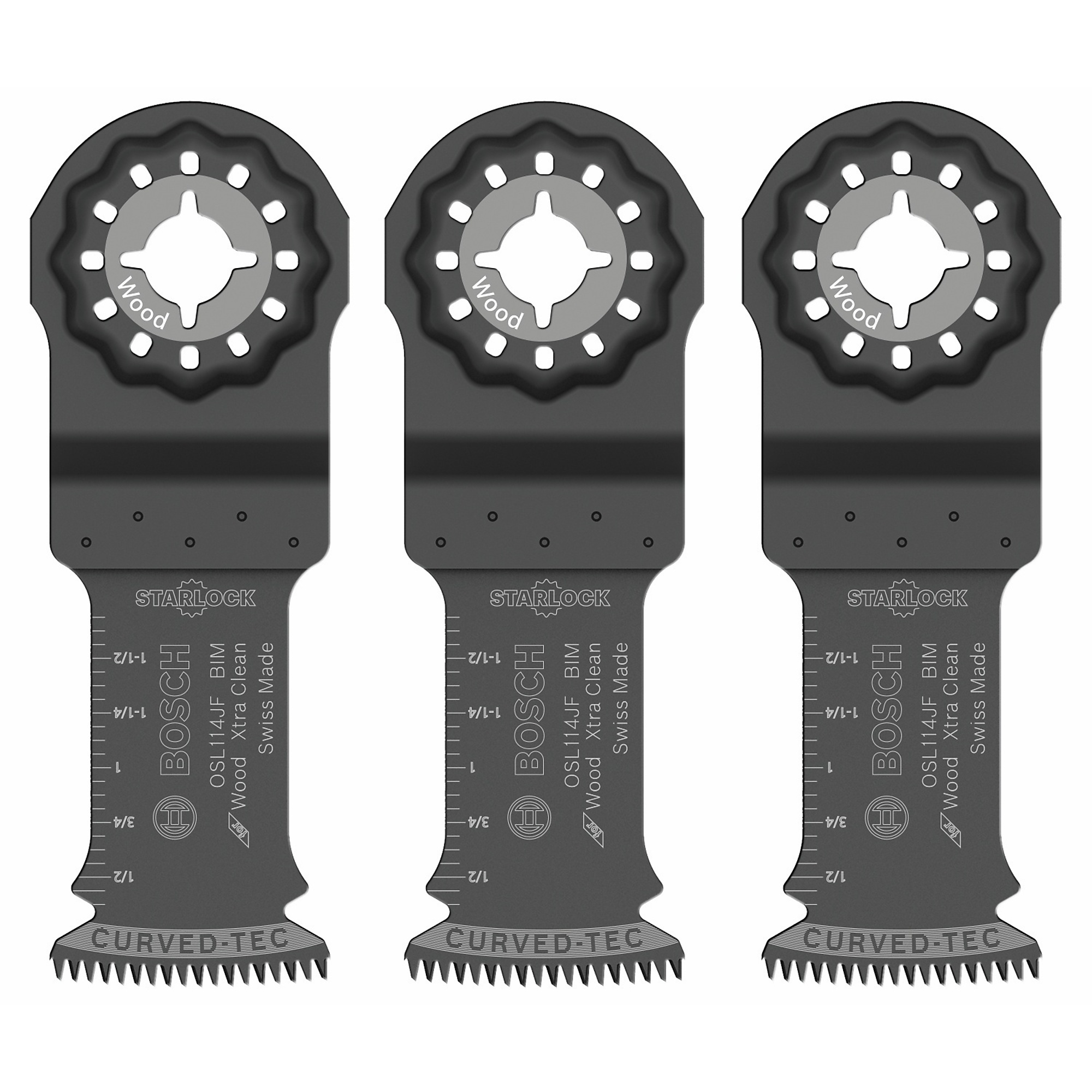 Bosch Starlock Oscillating Multi-Tool Bi-Metal Plunge Cut Blades — 1 1/4in., Xtra-Clean, 3 Pk, Model# OSL114JF-3
